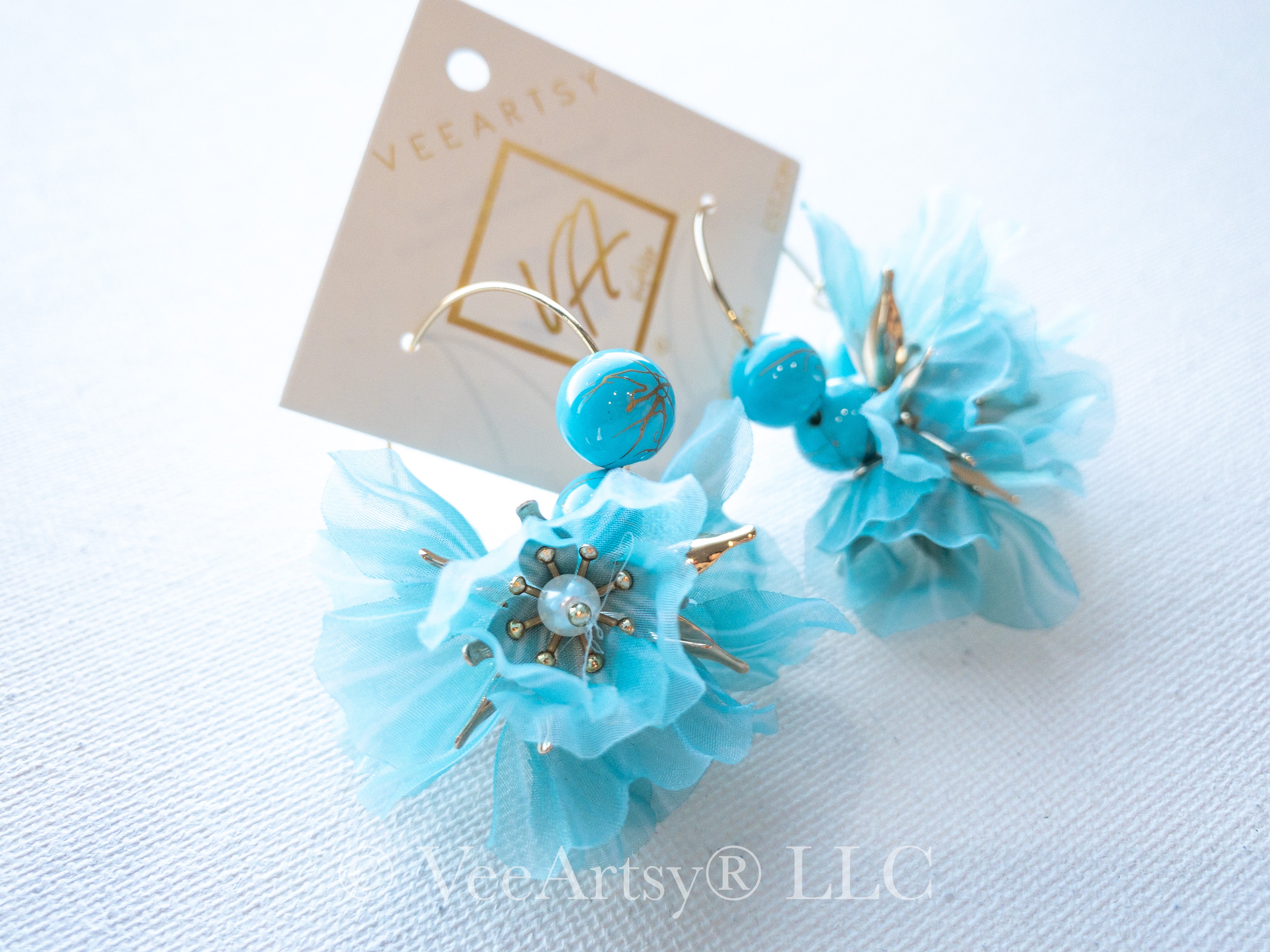 BLOSSOM -TURQUOISE 18K GOLD HOOPS
