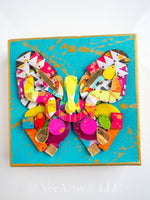 Load image into Gallery viewer, CANVAS BUTTERFLY COLLAGE- AQUA
